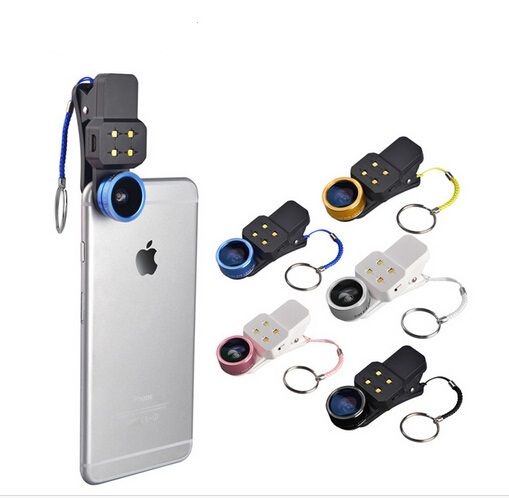 Dyna-Living LED de Remplissage de Lentille de Téléphone Portable,Selfie Light Ring,Objectif de la Caméra Externe Objectif Fisheye Macro Grand Angle avec Retardateur Couleur: Rose 