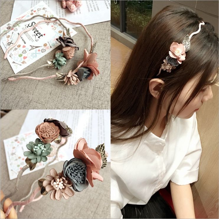 Girl Hair Accessories Korean 3d Flower Handmade Kids Headbands