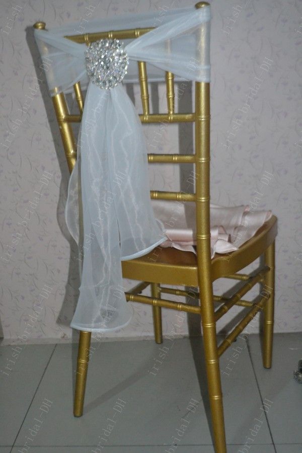 2019 2016 Custom Made Luxurious Crystals Organza Chair Covers