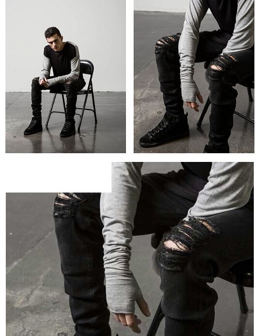 black jeans holes in knees mens