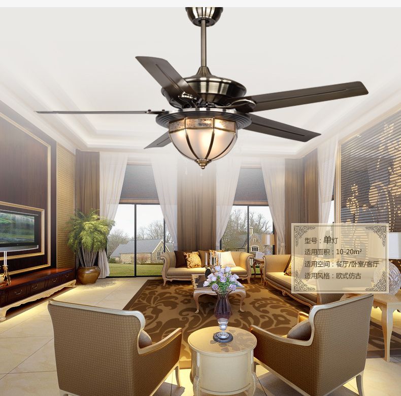 2019 European Antique Iron Leaf Fan Light Minimalism Modern Ceiling Fan Lights Copper Shade Living Room Dining Room Fan Lamp Ceiling From Luohuisi