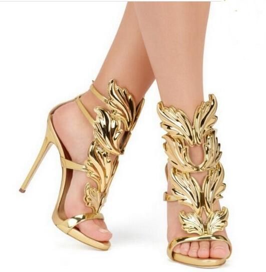 gold leaf stiletto heels