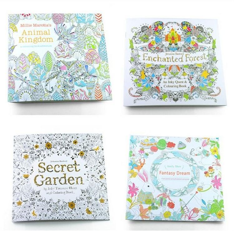 PrettyBaby Secret Garden Coloring Book Painting Drawing 24 Pages Animal Kingdom Enchanted Forest Relieve Stress