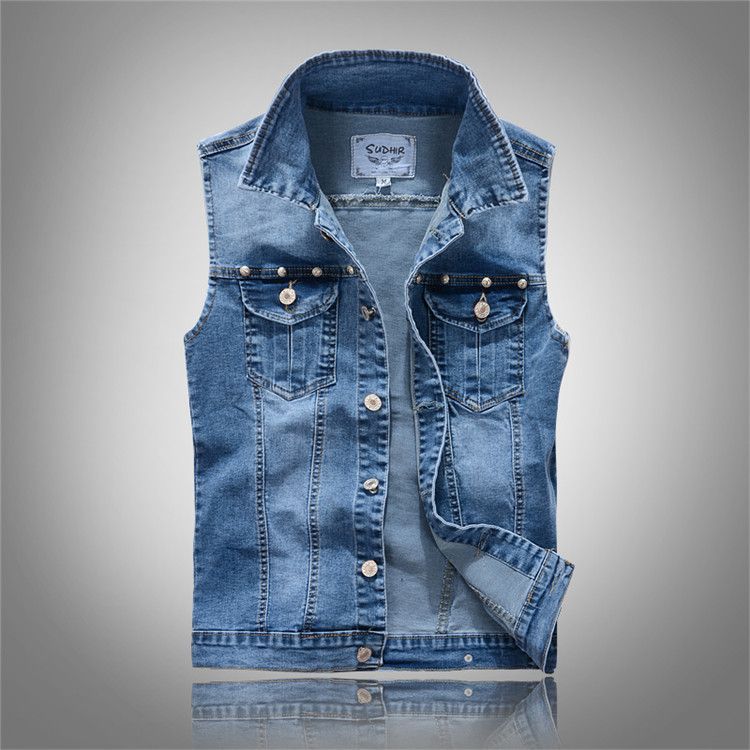 Wholesale Mens Vests At $40.60, Get New Mens Denim Vest Classic Blue Jeans Waistcoat Man Male 