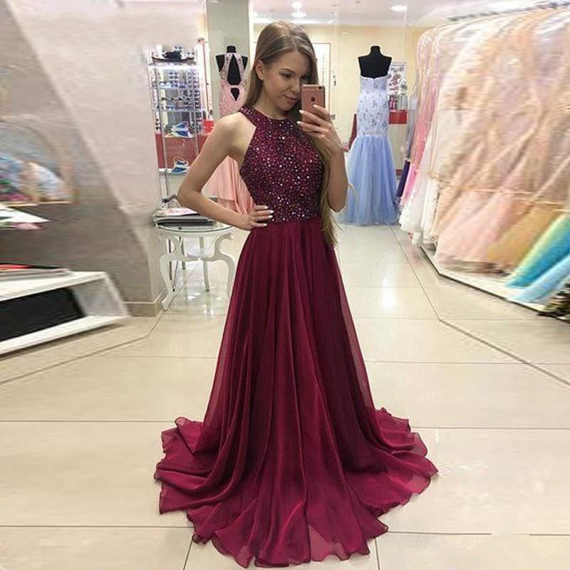 Shoulder Burgundy Evening Dresses 2019 ...