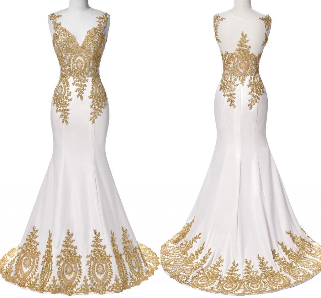 long white and gold dress