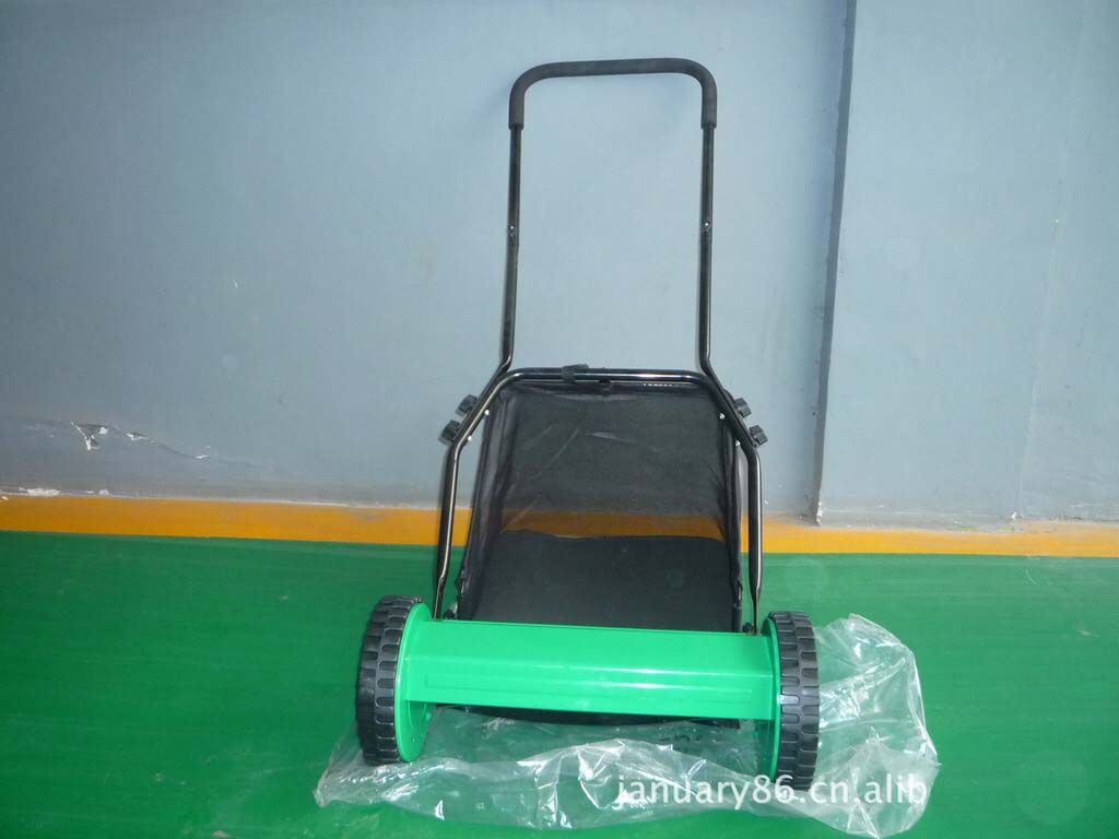 Mano empujar 16 cortadora de césped de jardinería manual cortadora de con bolsa