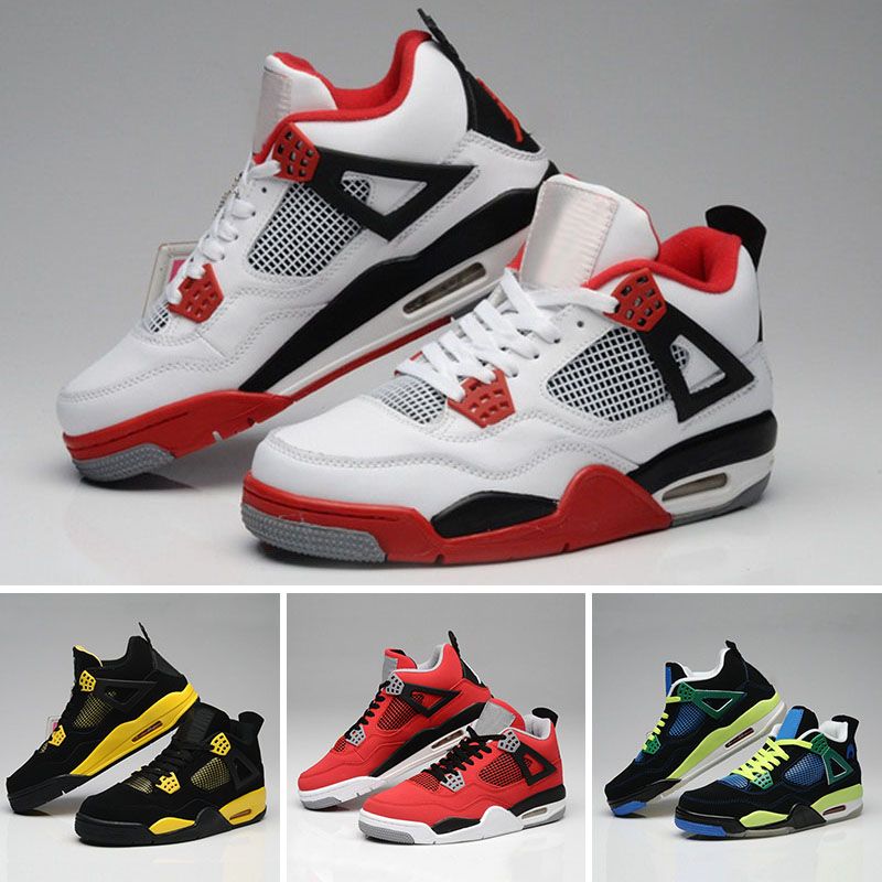 Acheter Pas Cher Nike Air Jordan AJ4 Haute Qualité Air Retro 4 Chaussures  De Basket Ball Hommes Femmes 4s Pure Argent Royalty Blanc Ciment Bred  Military Blue Sports Sneakers Du 60,63 € | Fr.Dhgate