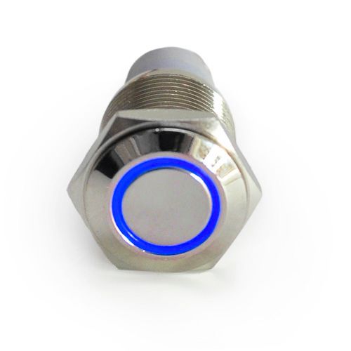 16mm 12V Blue Led Angel Eye Push Button Metal ON-OFF Switch For Car Motor 