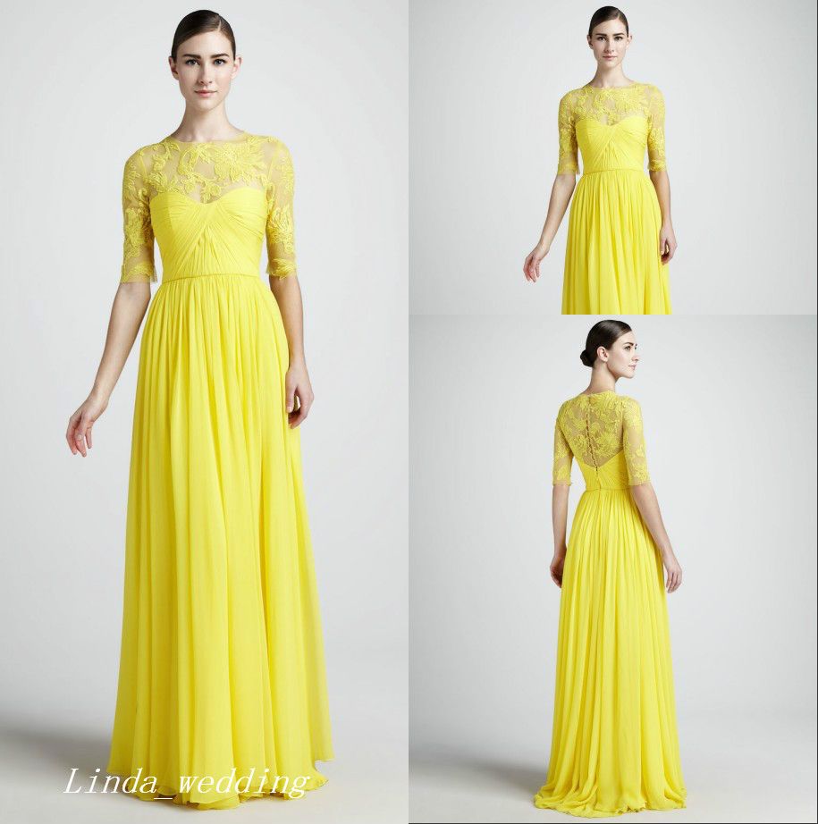 yellow long sleeve bridesmaid dresses