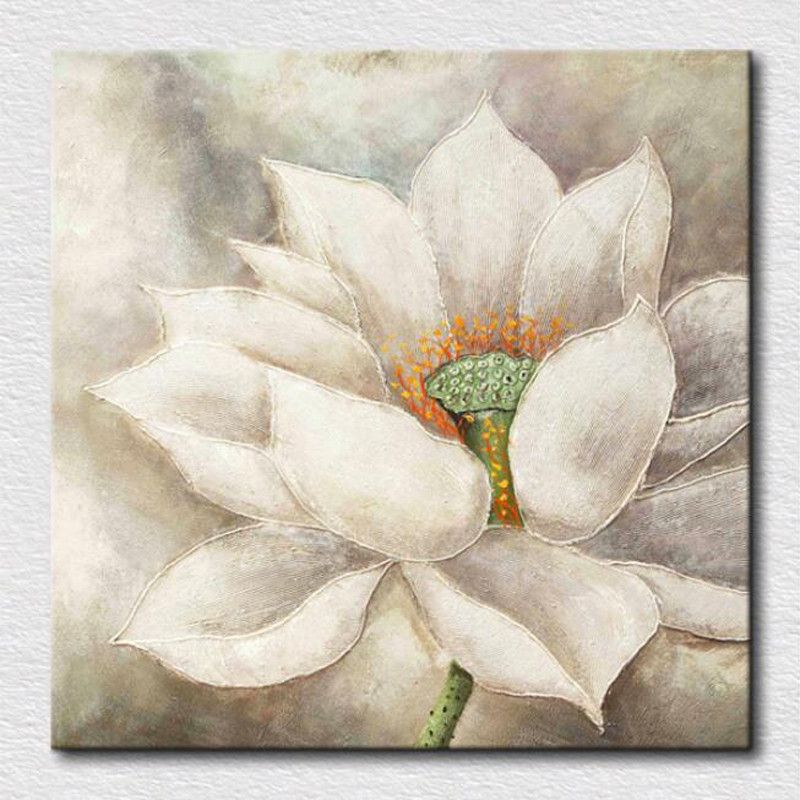 21 Handmade White Lotus Flower Oil Painting Beautiful Wall Paintings For Bedroom Wall Decoration Canvas Art Home Decor From Paintingart17 50 66 Dhgate Com