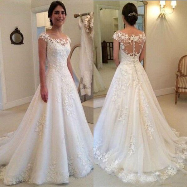 illusion bateau neckline wedding dress