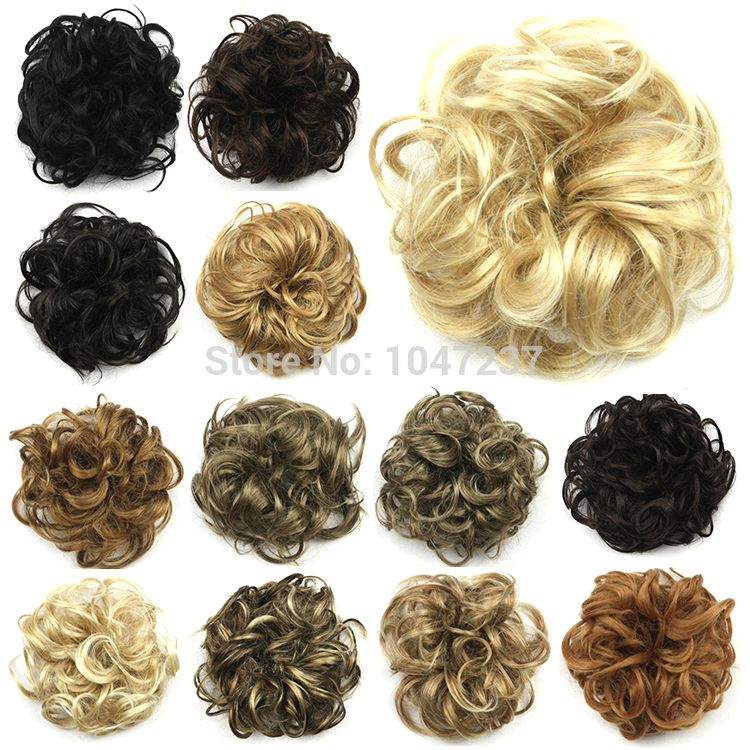 Wholesale Synthetic Hair Pieces Donut Bun 25g Curly Black Brown