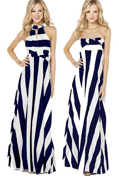 yellow and white striped maxi dress