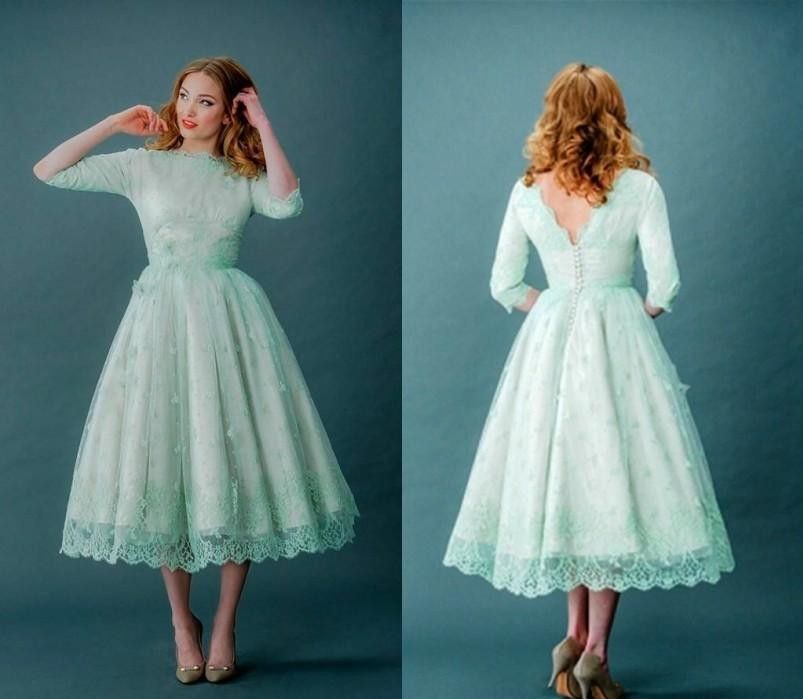 New Mint Green Lace Bridesmaid Dresses 