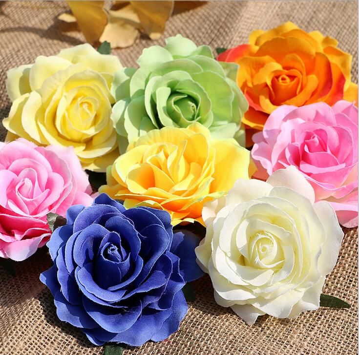 20pcs Artificial Gradient Rose Flower Heads Bulk Wedding Party Decor 65mm HAHS5 