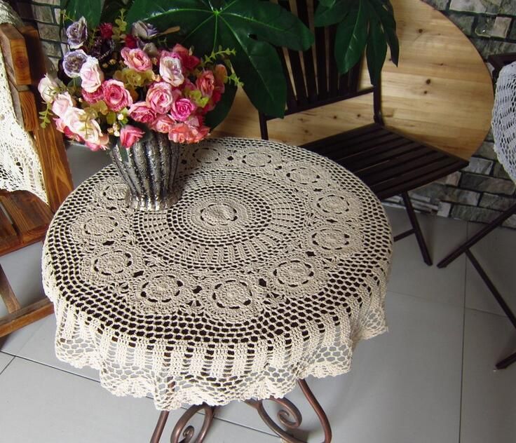Compra Mantel De Encaje Ganchillo Mezclas Mayor Elegante Flor Hecha A Mano Inicio Cena Ronda Barato Entrega Rápida Y Calidad Es Dhgate Cena Ronda Mantel Barato, Small Accent Table Covers