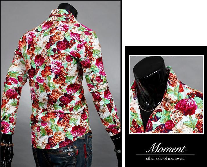 2021 Floral Shirt Casual Men Print Floral Flower Pattern Design Turn ...