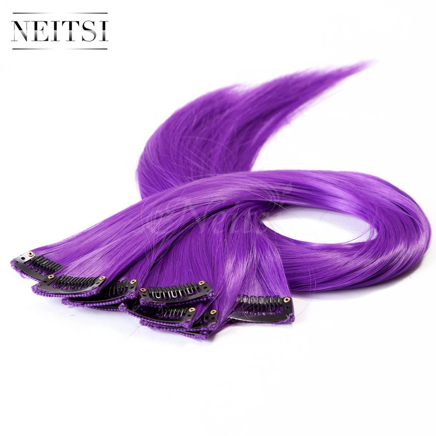 Neitsi 18 80g Purple Straight Synthetic Clip In Hair
