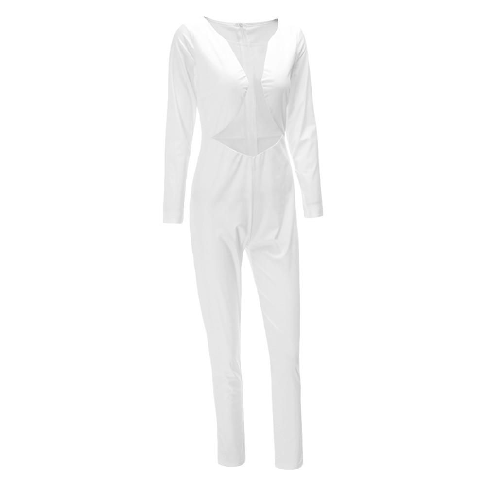 2021 Women Sexy Transparent Jumpsuit Overalls Summer Casual Elegant All White O Neck Bodycon 