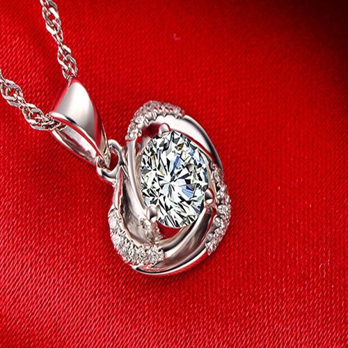 Fashion White Gold Plated Love Heart Pendant Necklace Purple Womens Chain 17.6 Classic