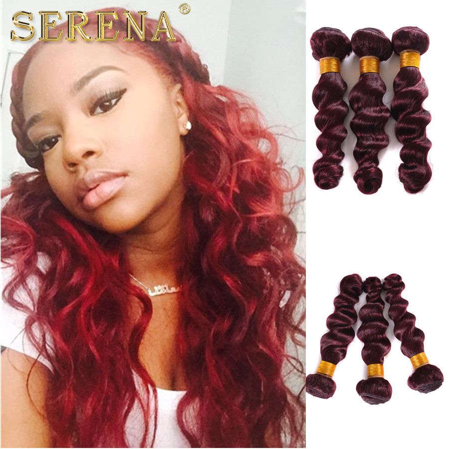 3 Bundles Burgundy Hair Weaves 99j Loose Wave Wavy Human Hair Extensions Wine Red Brazilian Hair Weave Wefts 10 30 Mixed Lengths From Serenahair 73 17 Dhgate Com