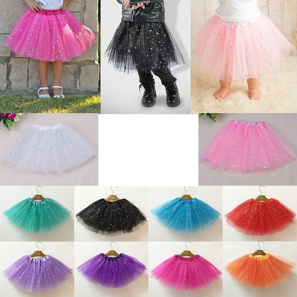 Girls Tutu Skirts Layered Tulle Princess Dresses Sparkle Tutu 