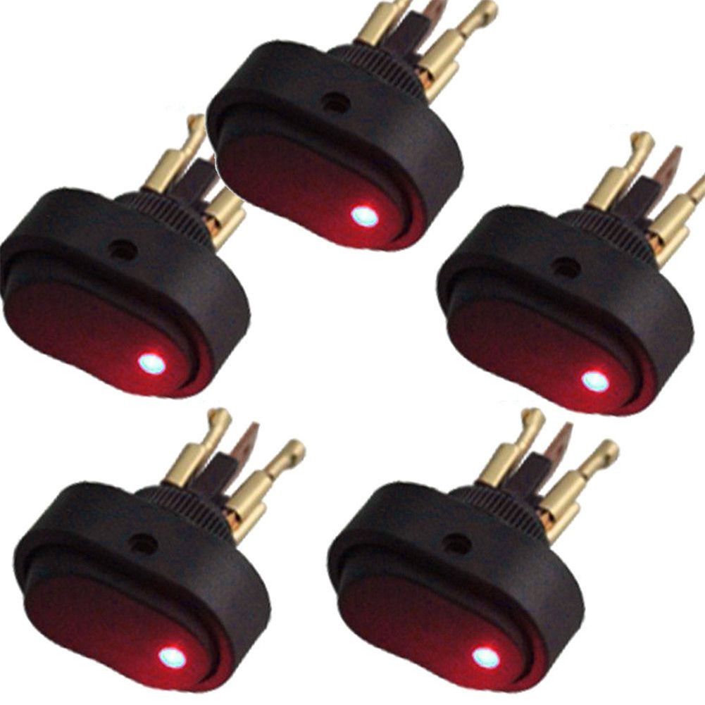 5PCS Röd LED-lampbrytare