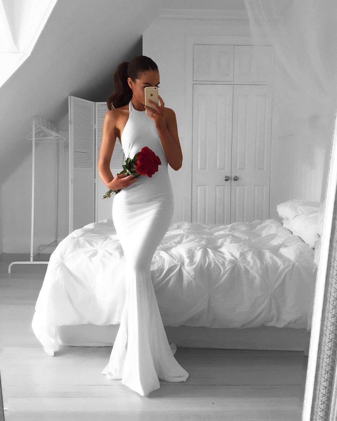 white backless prom dress