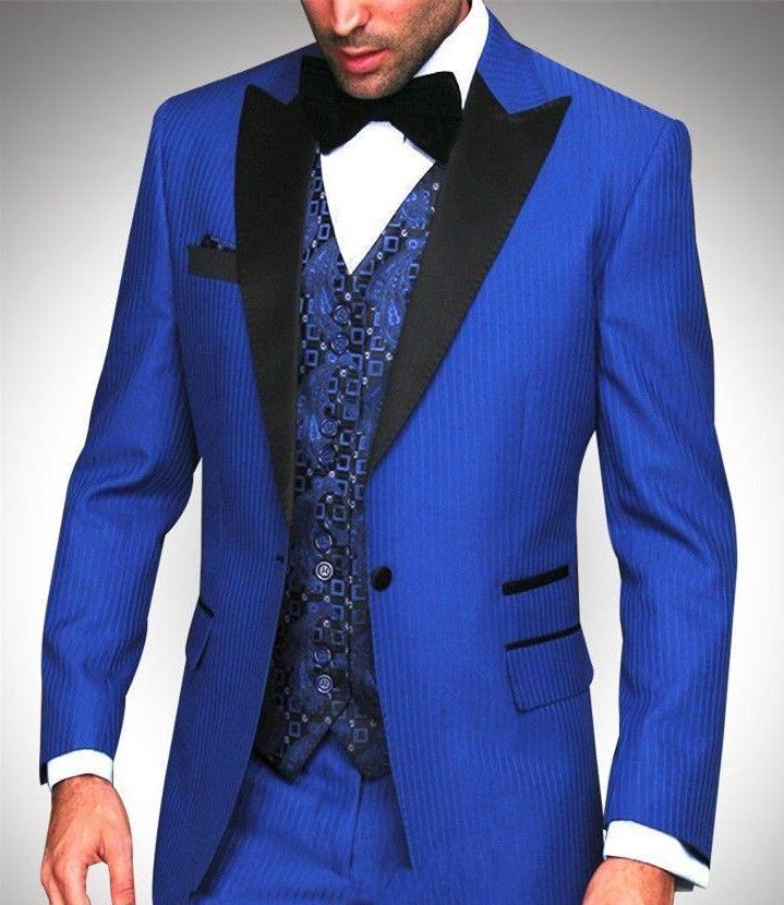 Royal Blue Groom Suits 2017 Tuxedos For Wedding Peak Lapel Groom Suits