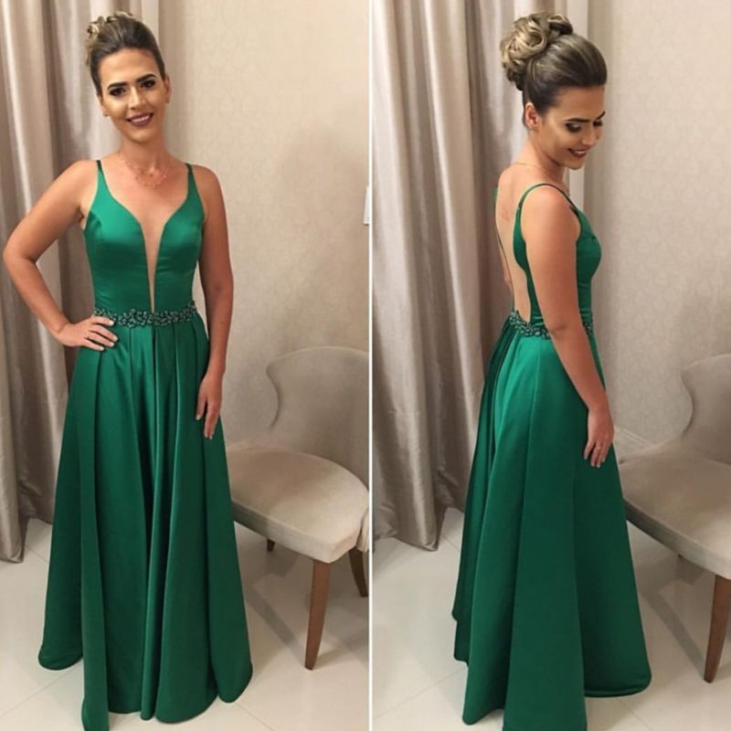 Vestido de noche atractivo de los vestidos elegantes verdes Hundiendo sin mangas cuello una línea Vestidos Vestido de noche atractivo de los vestidos elegantes verdes Hundiendo sin mangas cuello una línea Vestidos