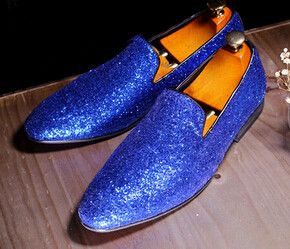 blue shiny shoes