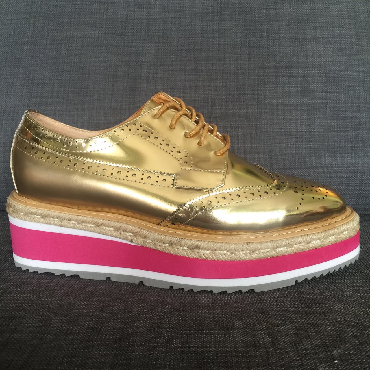 gold oxford platform shoes