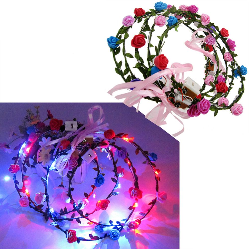 Multicolor Bohemia LED Floral Flower Hair Band Headband Light-Up Wedding Party
