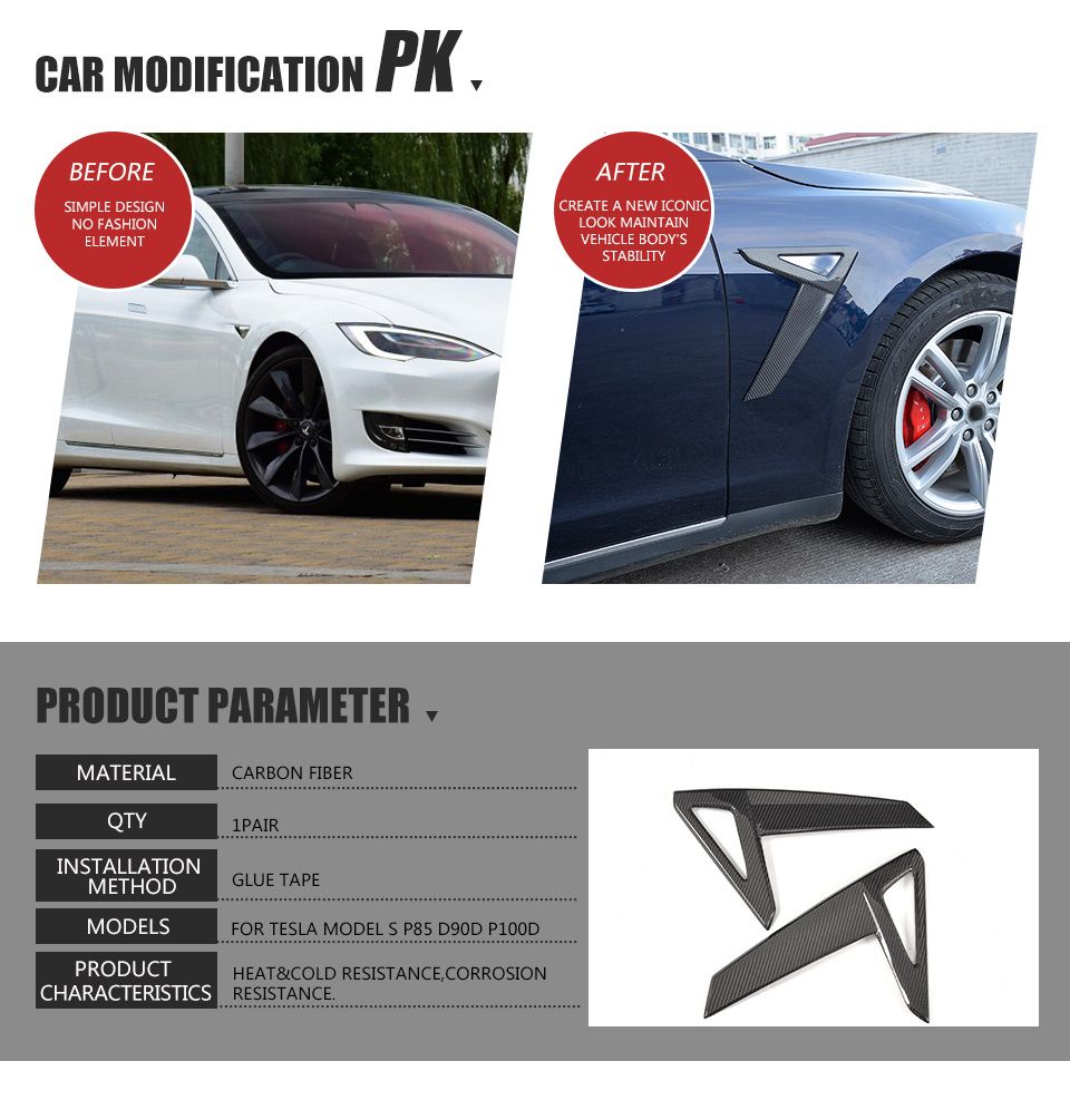 2019 For Tesla Model S P85d P100d Sedan 4 Door Carbon Fiber Front Fender Vents Trims Scoops Fit 2014 2017 From Ydracing 27136 Dhgatecom