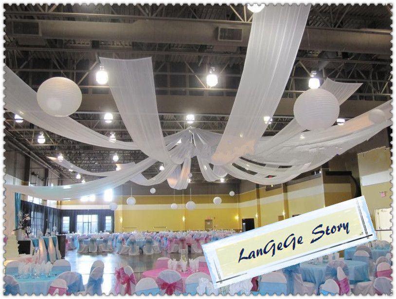 2020 70cm 10m Wedding Ceiling Fabric Canopy Drapery White Luxury