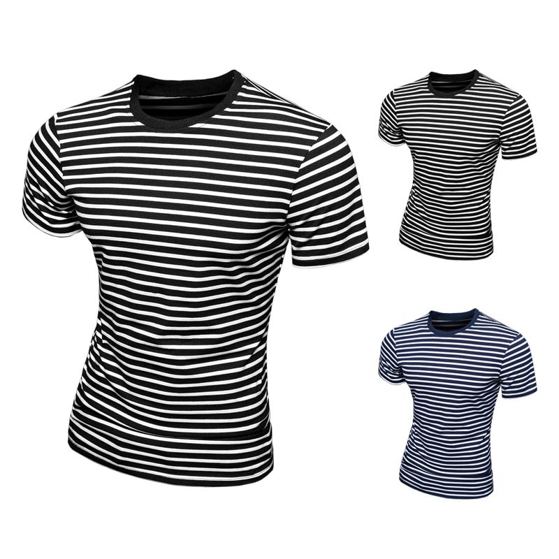 playera rayada blanco y negro hombre