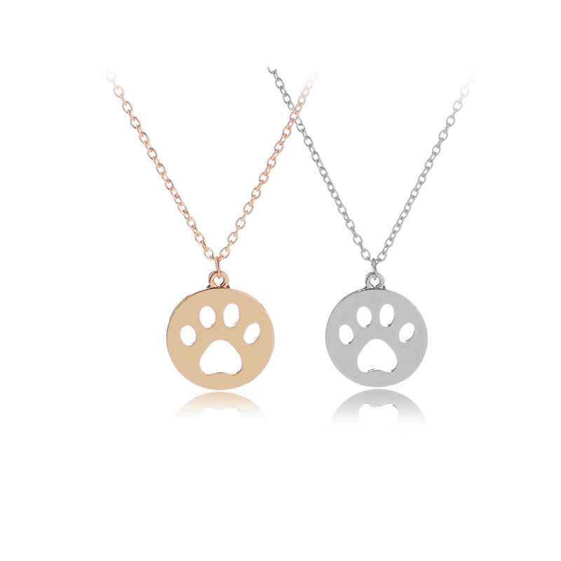 Hollow Pet Paw Print Necklace Cute Animal Dog Cat  Pendant Necklace Jewelry EF