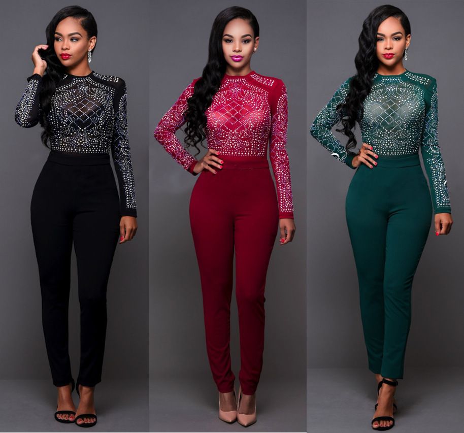 womens red jumpsuit long sleeve