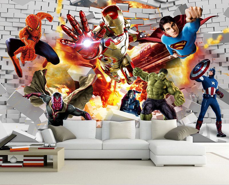 Grosshandel Avengers Wallpaper 3d Fototapete Hulk Iron Man Superman