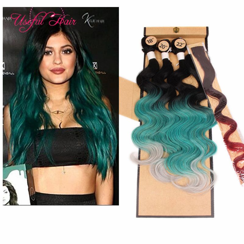 4 Bundles With Closure Sew In Hair Weave Ombre Color Pink Blonde