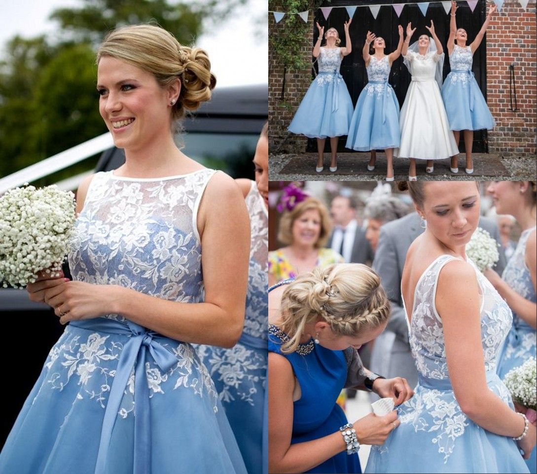 vintage tea length bridesmaid dresses