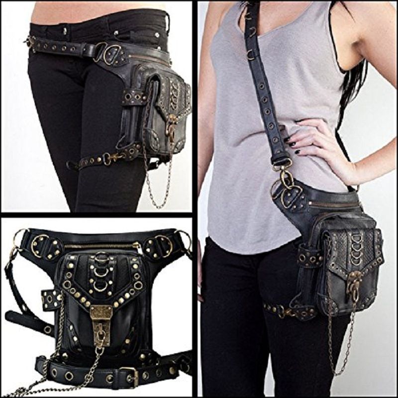 BGDRR Femmes Steampunk Ceinture Leg Sacs Hommes Holster Sac Moto Cuisse Hanche Ceinture Packs Messenger Sacs /À Bandouli/ère