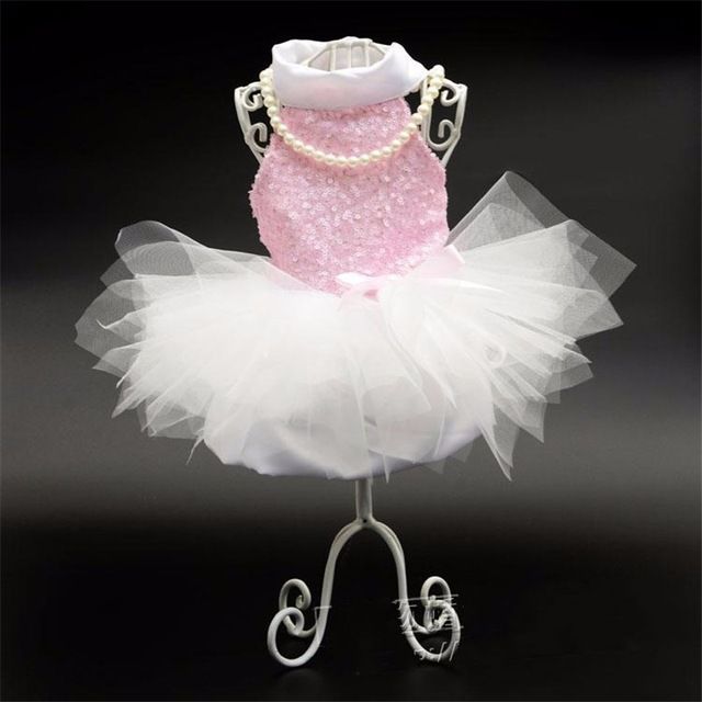WYXlink Sequins Lace Embroidered Dog Dress Princess Wedding Dresses For Dog XL, Pink