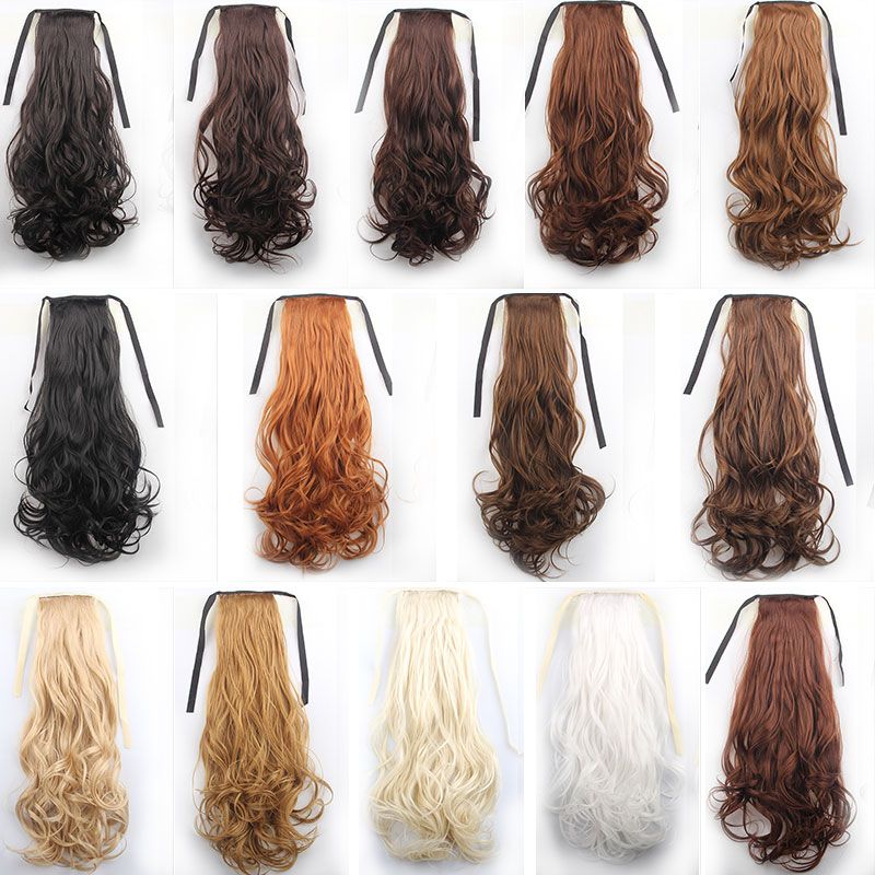 24/60cm 120g Long Curly Ribbon Ponytails Clip In Hair Extensions