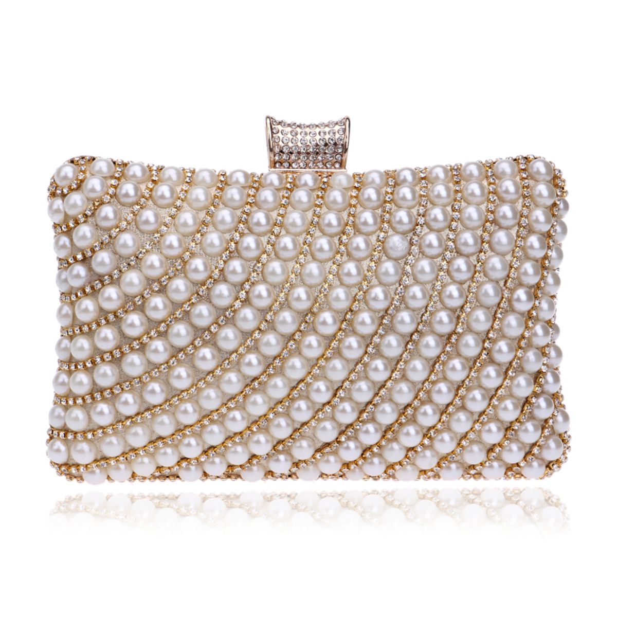 gold pearl clutch bag
