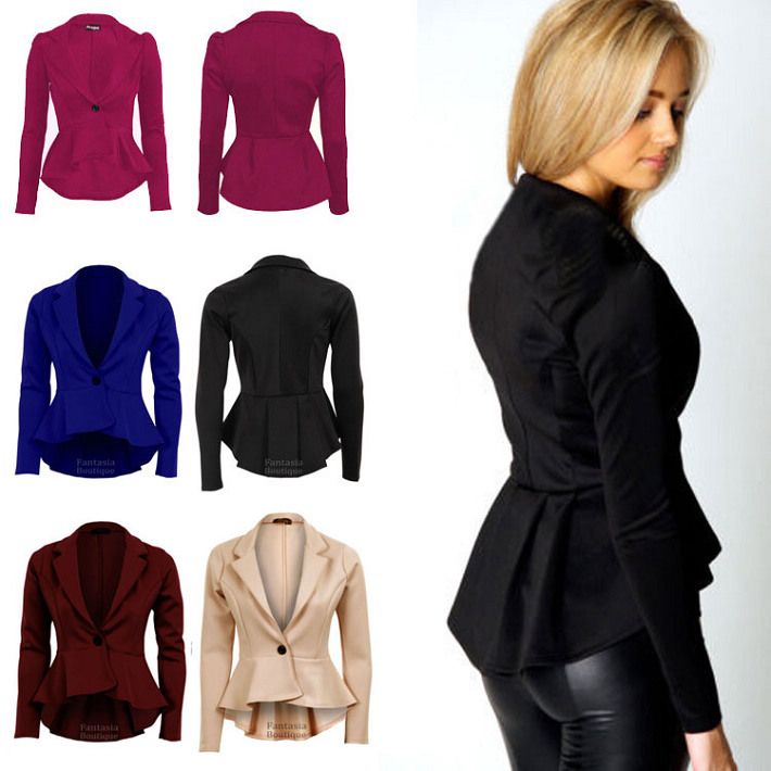 Womens Panelled Frill Front Blazer Cardigan UK Size 8-12