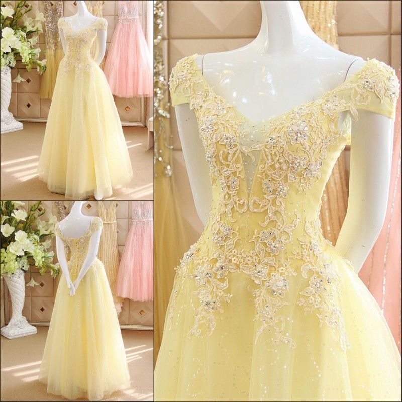 yellow lace gown