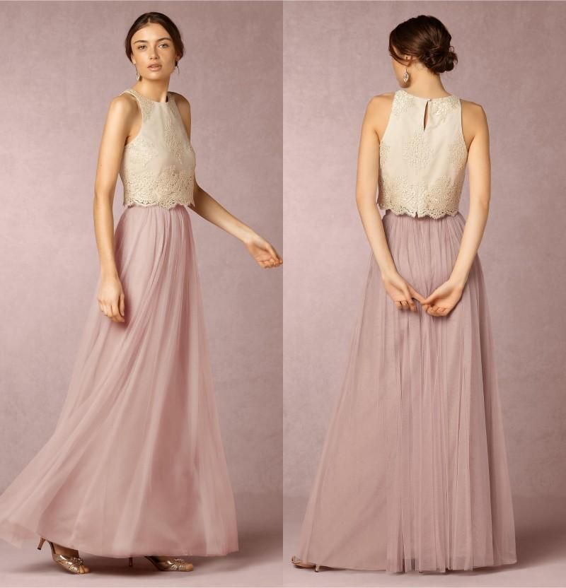 chiffon two piece bridesmaid dresses