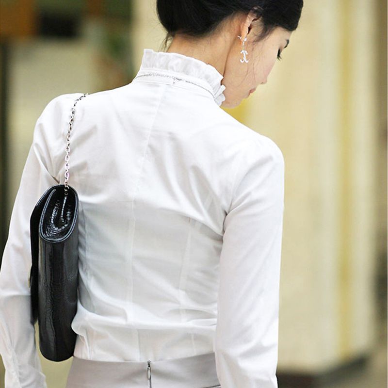 Paola blusa camisa talla 44 hasta 54 sobre tamaño crema blanco con cordones 690